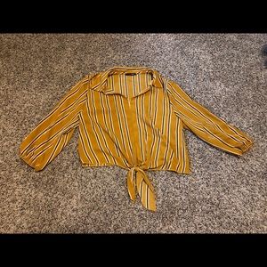Large Woman Mustard Striped Blouse